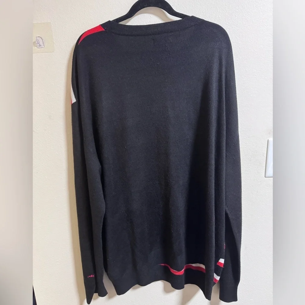 Pelle Pelle 3XL Black Red White Striped Oversized Crewneck Sweater